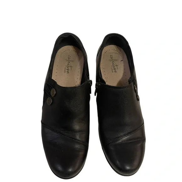 Women’s CLARKS Collection Emslie Black Leather Shoes Heels - Picture 5 of 11